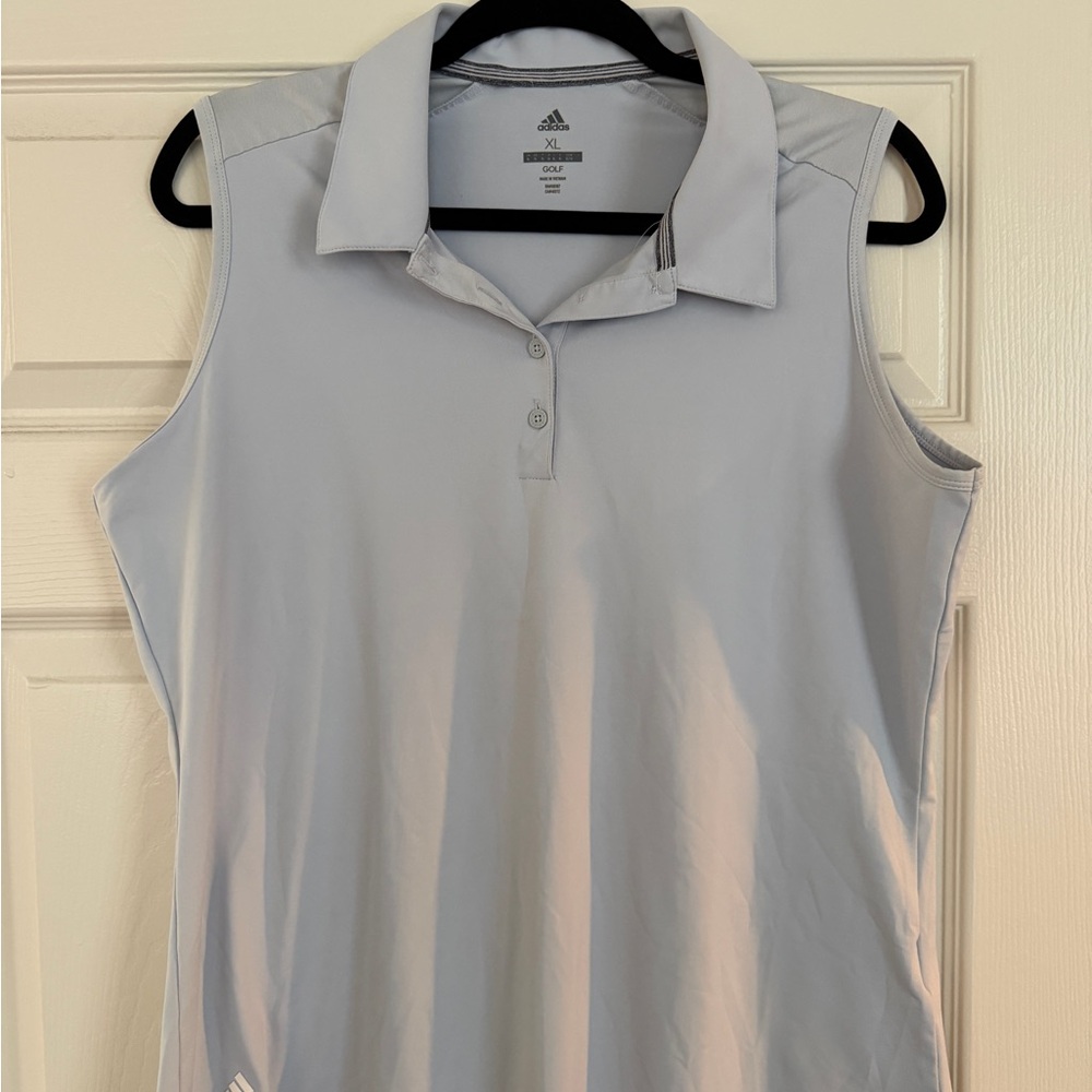 Adidas Women's Light Gray Sleeveless Polo Tank